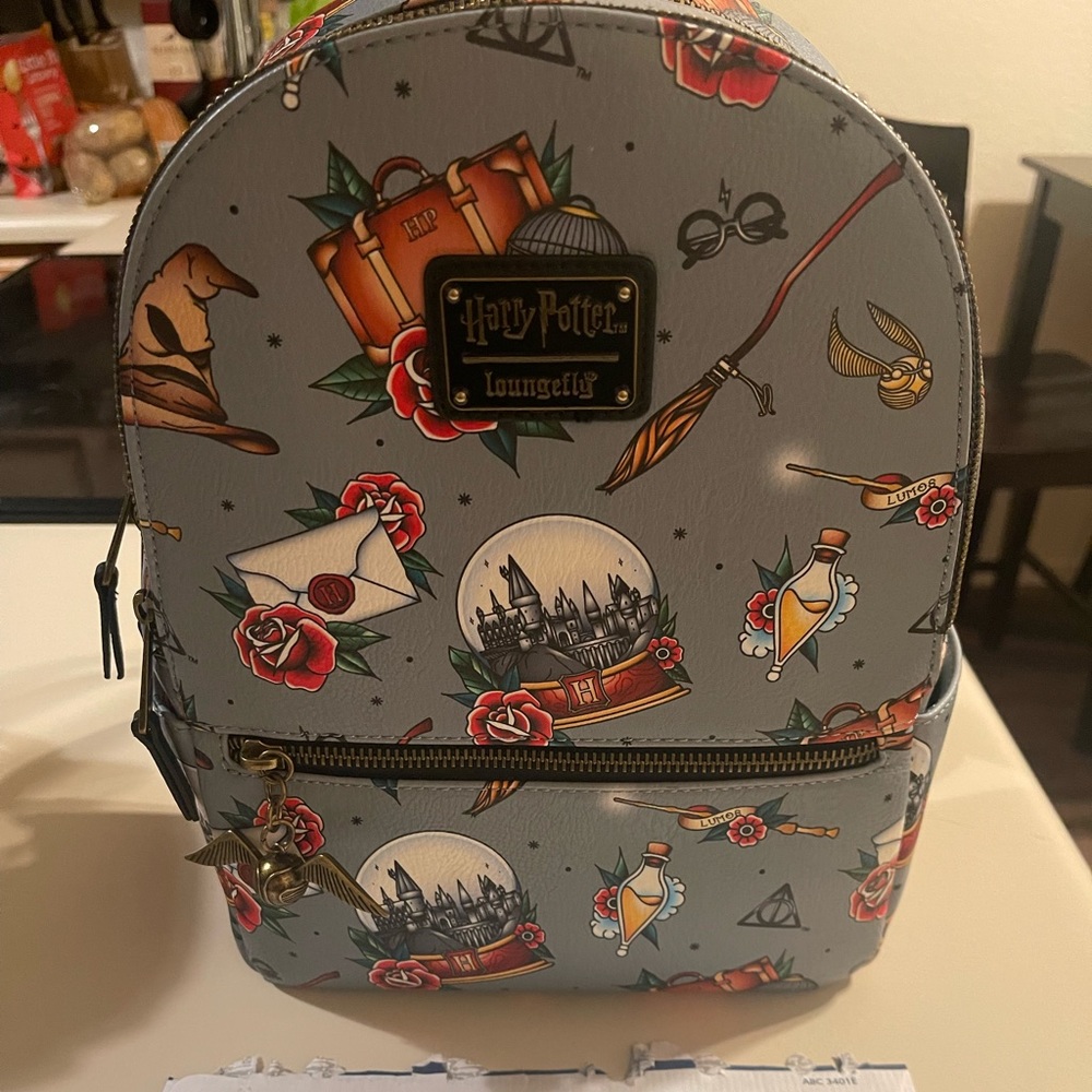 HTF Loungefly Harry Potter Tattoo All Over Print Double Strap Shoulder Bag
